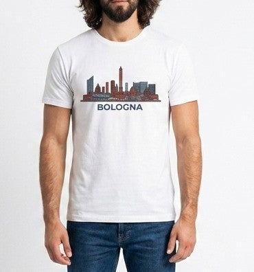 PATTERN PER BOLOGNA TSHIRT COTONE SKYLINE BOLOGNA BIANCA